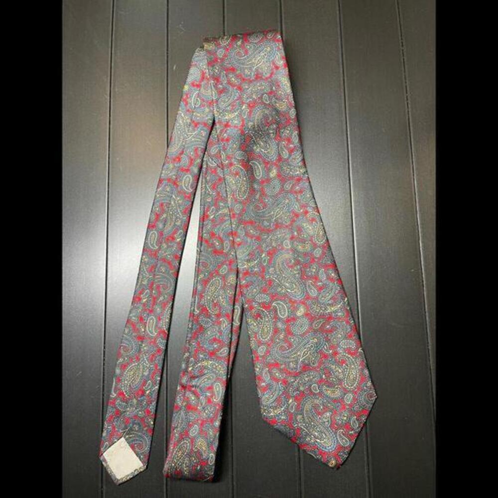 Christian Dior Men's Red Gold Gray Paisley 100%